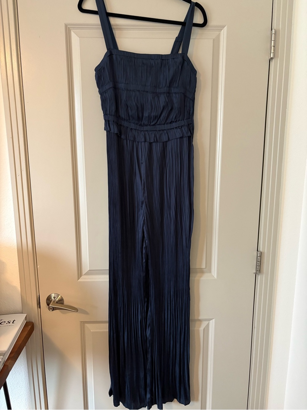 Current Air Navy Pleated Wide-Leg Jumpsuit